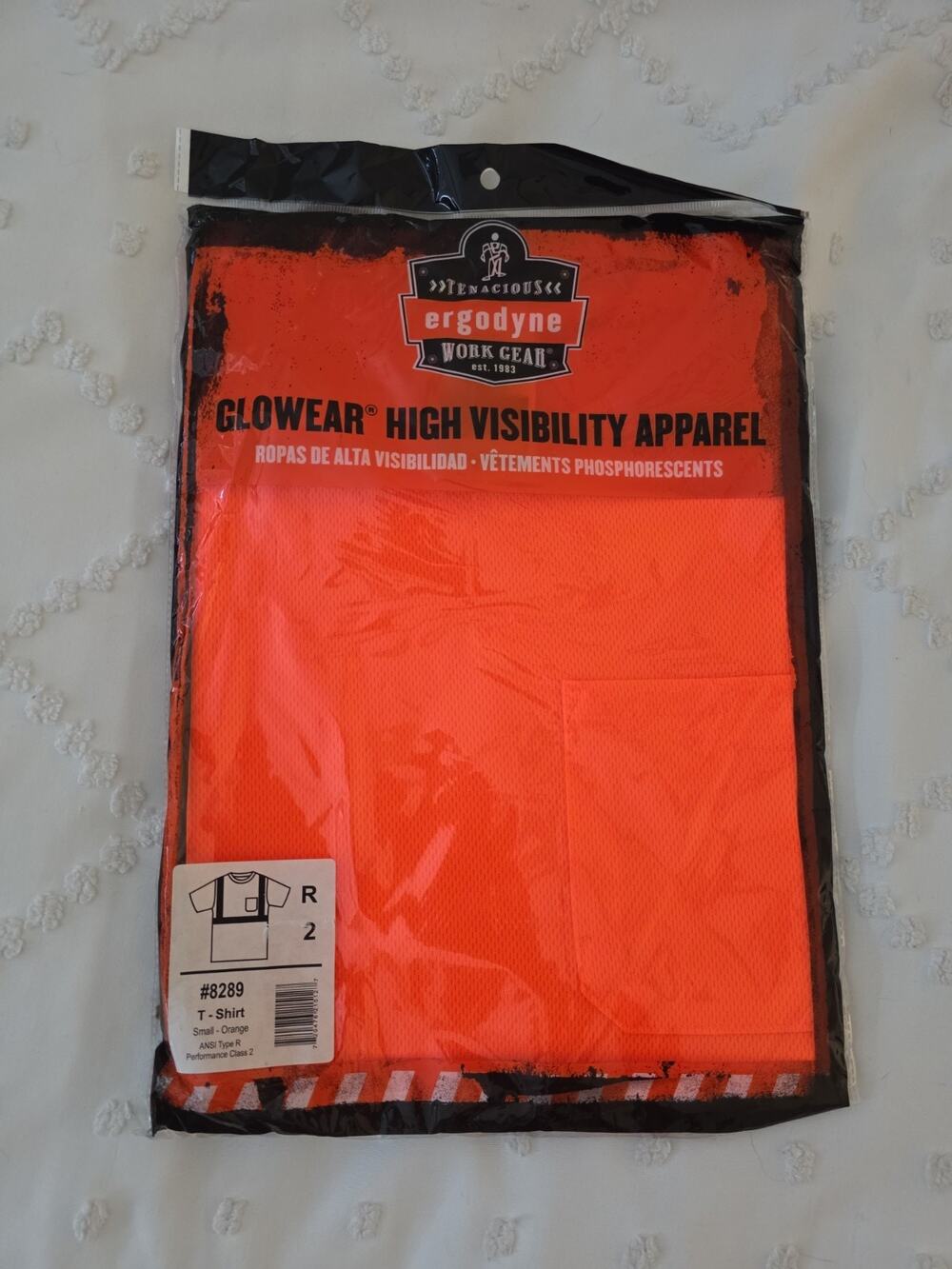 ERGODYNE 8289 Short Sleeve Hi-Vis Shirt, Polyester Breathable Knit, Orange, S